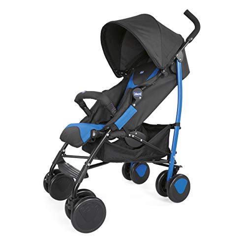 Chicco Echo Silla de Paseo Ligera y Plegable desde 0 Meses hasta 22 Kg, Carrito Bebé Compacto y Reclinable con Apoyabrazos, Posición para Dormir, Cierre Paraguas y Parasol Ajustable   Azul (Mr. Blue) :  Bebé