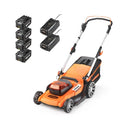 LawnMaster Cortacésped inalámbrico de 48 V y 46 cm con juego de repuesto de baterías MX 24V 4.0Ah y 2 cargadores rápidos. Con rodillo trasero, expulsión lateral de césped y función de mantillo, 2 años: Amazon.es: Jardín