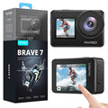 AKASO Brave 7 Cámara Deportiva 4K WiFi 20MP, Cámara de Acción EIS 2.0, IPX8 Camara Acuatica Sumergible con Control Remoto, Soporte Control de Voz, 2x1350 mAh Baterías, Doble Pantalla, Cámara de Vlog :  Electrónica