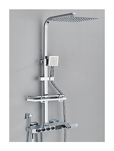 KFTLDYZL Juego de Mezclador de Ducha termostático Negro/Cromado Juegos de grifos de Ducha termostáticos Mezclador de Ducha de baño con Pantalla Digital Sistema de Ducha de latón Juego de du : Amazon.es: Bricolaje y herramientas