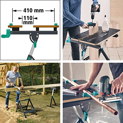 wolfcraft Mesa de Trabajo y sujeción Master 650 Ergo I 6870000 I La Mesa de Trabajo y sujeción con Altura Regulable : Amazon.es: Bricolaje y herramientas