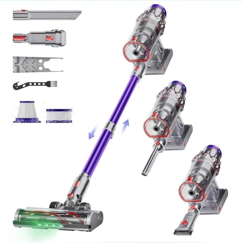 EUARY 55KPa/600W Aspiradora sin Cable, aspiradora sin Cable Potente hasta 60 Mins, con Smart Screen y Cepillo Antienredos, Alfombra Pelo Mascota Suelo Sofá[Clase de eficiencia energética A   ] :  Hogar y cocina