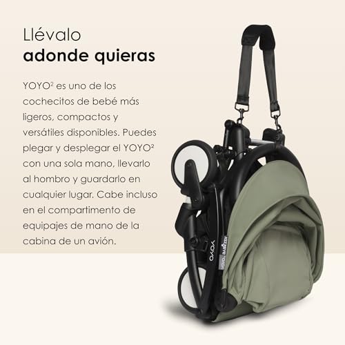 BABYZEN Cochecito Completo YOYO2   Incluye YOYO Capazo (Olive), Chasis (Negro) &amp; YOYO Pack 6  Color (Olive)   Para Niños Hasta 22 kg :  Bebé