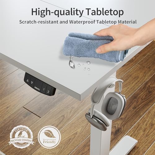 Agilestic 100 x 60 cm Escritorio Elevable Eléctrico con Tablero Escritorio Regulable en Altura Eléctrico Telescópico Bi direccional con Control de Memoria y Tecnología Anticolisión, Blanco :  Hogar y cocina