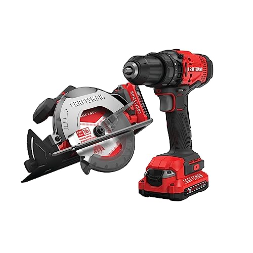 CRAFTSMAN V20   Kit combinado de herramientas eléctricas inalámbricas, con taladro/destornillador, sierra circular, 2 baterías y cargador (CMCK202C2) : Amazon.es: Bricolaje y herramientas