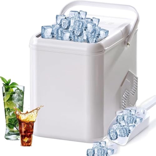 Máquina for hacer hielo de encimera eléctrica, máquina for hacer cubitos de hielo autolimpiable con pala y cesta for hielo, 9 cubitos de hielo en 6 minutos, 2 tamaños de hielo, 12 kg en 24 horas: Amazon.es