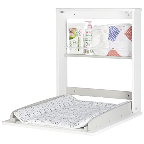 Badabulle Cambiador de Pared Plouf, Plegable y Compacto 67 x 57 x 13 cm, Fácil de Instalar, Colchoneta y Almacenaje Integrados, Hasta 11 kg :  Bebé