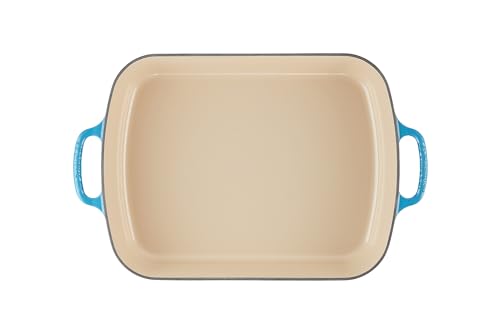 Le Creuset Evolution Bandeja Rectangular, Todas las fuentes de calor incl. inducción, 4,9 l, Hierro fundido, Azul(Marseille), 33 cm