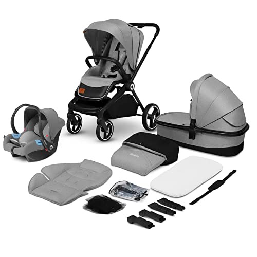 LIONELO Mika cochecito de bebé 3 piezas, coche de bebé 3 en 1, carrito para bebé, carro bebé 3 piezas el conjunto, silla de paseo, capazo y silla de coche :  Bebé