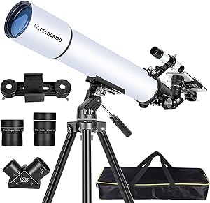 Celticbird Telescopio 80 mm Apertura 800 mm para Adultos Principiantes en astronomía   Telescopio Refractor portátil astronómico Revestimientos de Alta transmisión Totalmente (80800) :  Electrónica