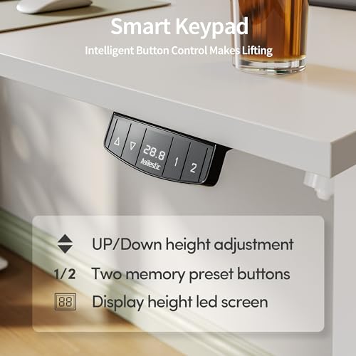 Agilestic 100 x 60 cm Escritorio Elevable Eléctrico con Tablero Escritorio Regulable en Altura Eléctrico Telescópico Bi direccional con Control de Memoria y Tecnología Anticolisión, Blanco :  Hogar y cocina