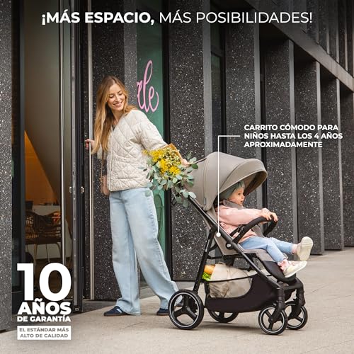 Kinderkraft TRIG 3, Silla de Paseo, Ligera y manejable, Suspensión, Cinturón de 5 puntos, Reposapiés, Ajustable, Carga máxima de 25 kg, Beige : Amazon.es: Bebé
