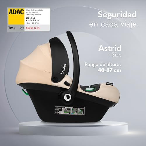 LIONELO ASTRID silla de coche para bebés 40 87 cm i Size puntos protección lateral Portabebés, Orientación trasera cinturón de seguridad de 3 :  Bebé