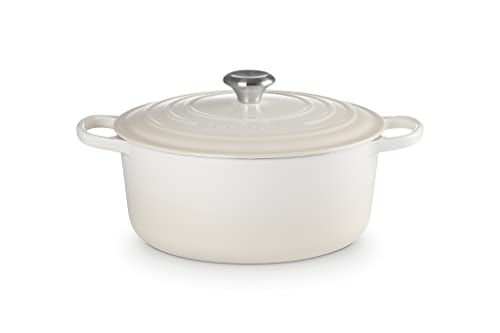 Le Creuset Evolution Cocotte de hierro fundido con tapa, Redonda, Pomo de acero inoxidable, ⌀ 24 cm, 4,2 L, Beige Merengue,21177247164430