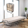 COSTWAY Cama de invitados plegable, plegable con colchón de espuma de memoria, cama plegable con marco de acero estable, cama de metal sobre ruedas, para oficina o habitación de invitados