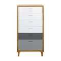rebecca mobili Comoda Vestidor 6 Cajones Madera Marrón Blanco Gris Estilo Contemporaneo Mueble Dormitorio Salón (Cod. RE6049)