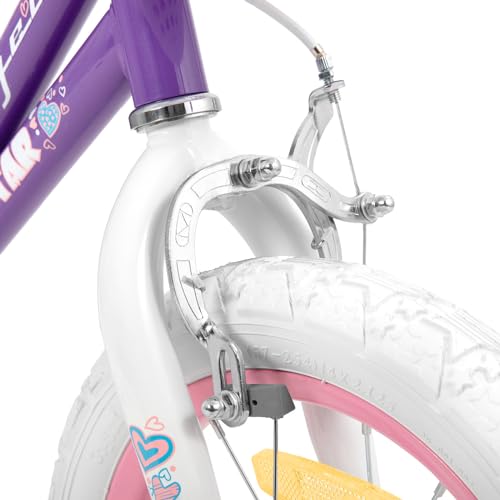 JOYSTAR Bicicleta Infantil de 18 Pulgadas para niñas de 5 a 8 años, Bicicleta para niñas con Ruedas de Entrenamiento y Cesta,Morado :  Deportes y aire libre