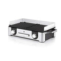 WMF Lono   Master Grill, Parilla Eléctrica, Plancha BBQ Superficie 50x28 cm, Regulador Temperatura, 2 Placas Antiadherente Extraíbles, Acabados de Acero Inoxidable Cromargan, 2400W, Plateado/Negro