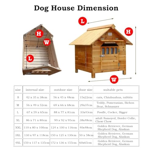 Casa for perros Jaula for perros de madera al aire libre con ventana y puerta Caseta for perros resistente a la intemperie y al viento, fácil de montar for mascotas pequeñas, medianas y grandes(Size:4 : Amazon.es: Productos para mascotas