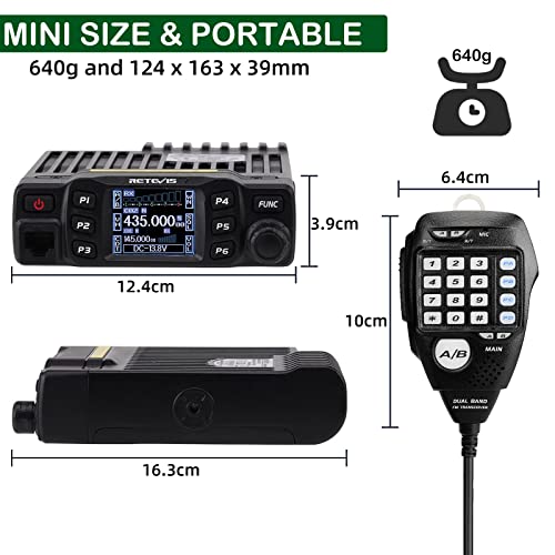 Retevis RT95 Emisoras Coche Doble Banda de Radioaficionado, Profesional, Canales DTMF TFT con Función Escaneo y Contraseña Mini Móvil :  Electrónica