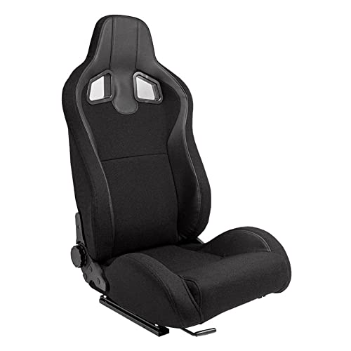 AUTO STYLE Asiento Deportivo 'MR'   Cuero Artificial Negro   Textil Pine Negro   Respaldo Ajustable de Doble Cara   incl. Correderas :  Coche y moto