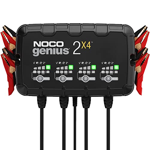 NOCO GENIUS2X4: Cargador 4 Banco 8A (2A/Banco), 6V y 12V, Mantenedor y Desulfatador para Baterías de Plomo Ácido y Litio