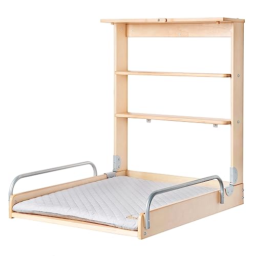roba Cambiador de Pañales Plegable de Pared en Madera Natural   Colchón Resistente al Agua Style gris   2 Estantes Prácticos   Soporta hasta 15 kg   Ahorro de Espacio : Amazon.es: Bebé