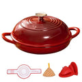 WXFKLDJ Horno De Pan De Hierro Fundido Esmaltado con Tapa Moldes para Pan De 10,2 Pulgadas Horno Holandés con Tapete De Silicona Molde para Pan Esmaltado Grueso para La Familia