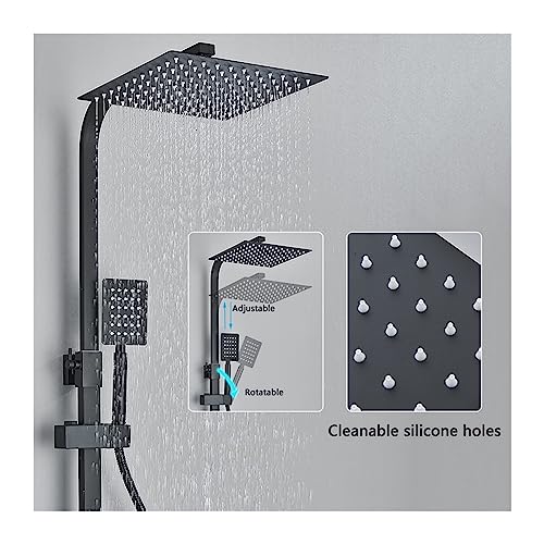 KFTLDYZL Juego de Mezclador de Ducha termostático Negro/Cromado Juegos de grifos de Ducha termostáticos Mezclador de Ducha de baño con Pantalla Digital Sistema de Ducha de latón Juego de du : Amazon.es: Bricolaje y herramientas