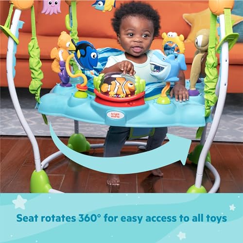 Bright Starts, Disney Baby, Finding Nemo, Saltador Mar de Actividades, Centro de Actividades con 13 Actividades, Luces, Música y Sonidos del Océano, Altura Ajustable, Rotación 360°, Edades 6 Meses   :  Bebé