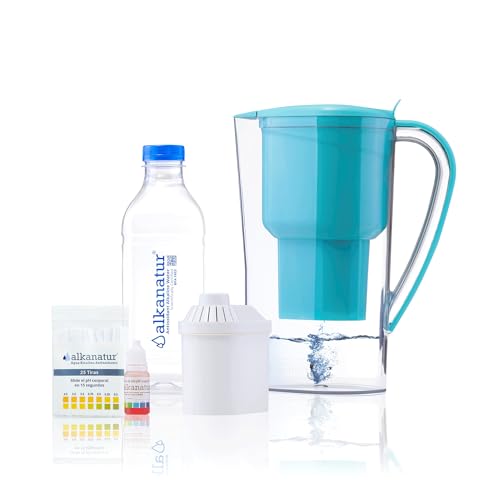 ALKANATUR Jarra Filtradora de Agua Alkanatur Drops | Hidrogena   Ioniza   Aporta Magnesio | Elimina Cloro   Metales   Bacterias | Normativa UNE 149101:2015 | Capacidad 1.4L Libre de Tóxicos