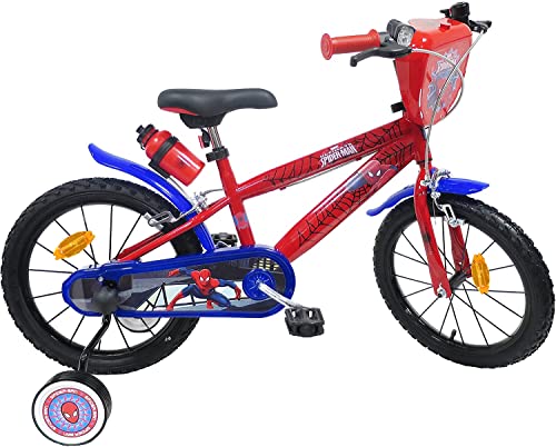 Kubbinga Biciletta per Bambini Da Pollici Bicicleta Infantil de 4 a 6 años de 16 Pulgadas de Spiderman con estabilizadores Laterales, Adultos Unisex, Rojo y Azul :  Deportes y aire libre
