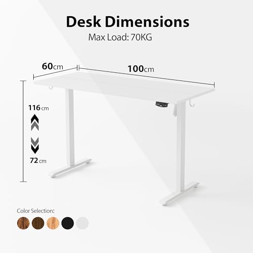 Agilestic 100 x 60 cm Escritorio Elevable Eléctrico con Tablero Escritorio Regulable en Altura Eléctrico Telescópico Bi direccional con Control de Memoria y Tecnología Anticolisión, Blanco :  Hogar y cocina
