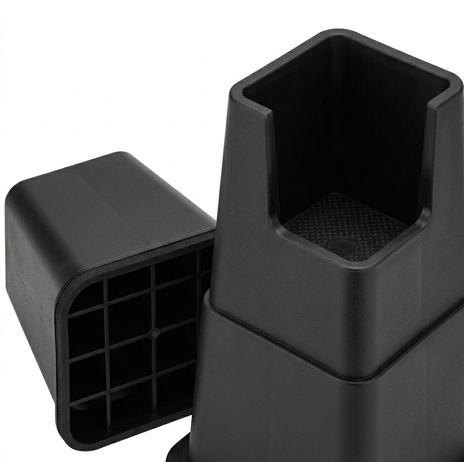 Virello Adjustable Bed Furniture Risers (Set of 8) - Heavy Duty Multi-Height Lifts for Couch, Sofa and Table - Creates Under Bed Storage Space, 3, 5 or 8 Inch Tall Elevated Blocks - Black