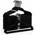 Virello Pack de 50 Perchas de Terciopelo Slim - Antideslizantes, Ahorra Espacio, con Gancho Giratorio 360°, Barra para Pantalones, Organizador de Armario para Trajes, Abrigos, Faldas, Vestidos - Negro